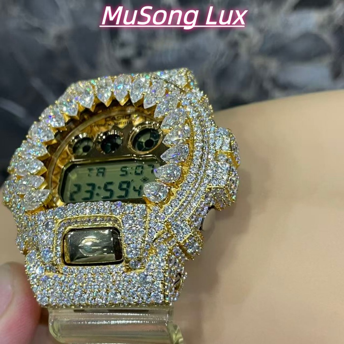 VVS Moissanite Casio G-SHOCK GM-6900 Gold