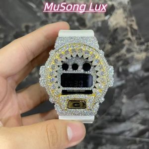 VVS Moissanite Casio G-SHOCK GM-6900 White & Gold Two-Tone