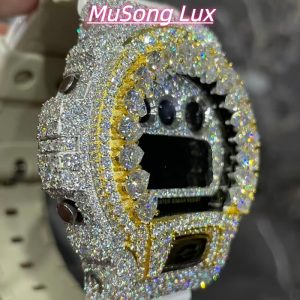 VVS Moissanite Casio G-SHOCK GM-6900 White & Gold Two-Tone