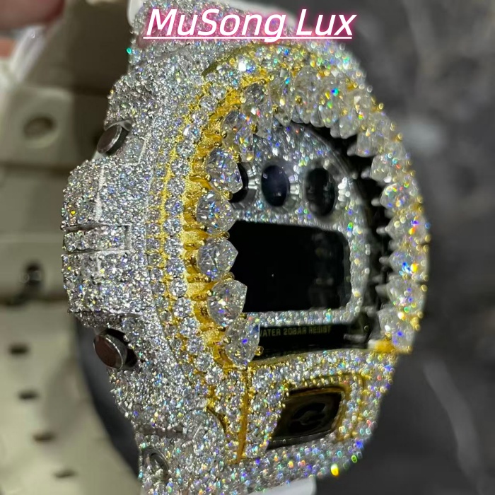 VVS Moissanite Casio G-SHOCK GM-6900 White & Gold Two-Tone