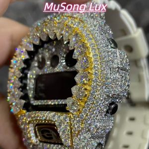 VVS Moissanite Casio G-SHOCK GM-6900 White & Gold Two-Tone