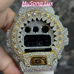 VVS Moissanite Casio G-SHOCK GM-6900 White & Gold Two-Tone