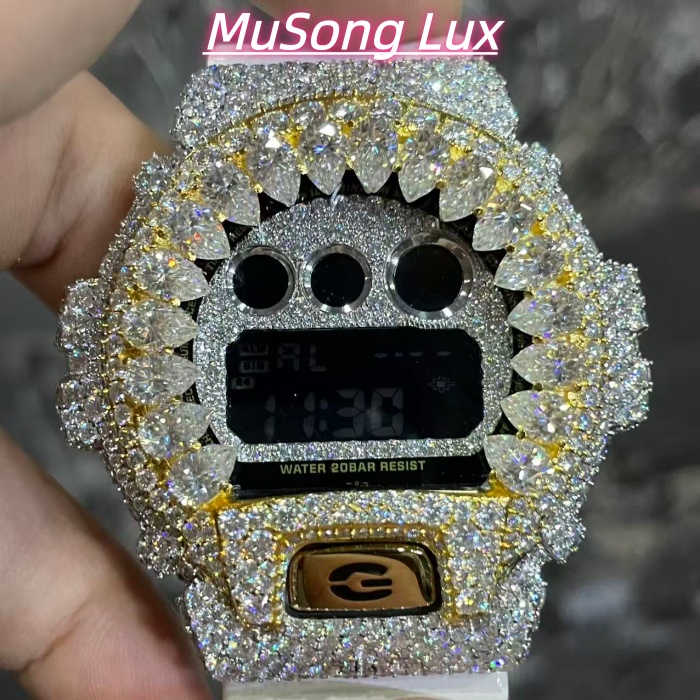 VVS Moissanite Casio G-SHOCK GM-6900 White & Gold Two-Tone