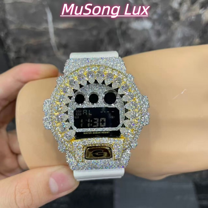 VVS Moissanite Casio G-SHOCK GM-6900 White & Gold Two-Tone