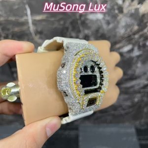 VVS Moissanite Casio G-SHOCK GM-6900 White & Gold Two-Tone