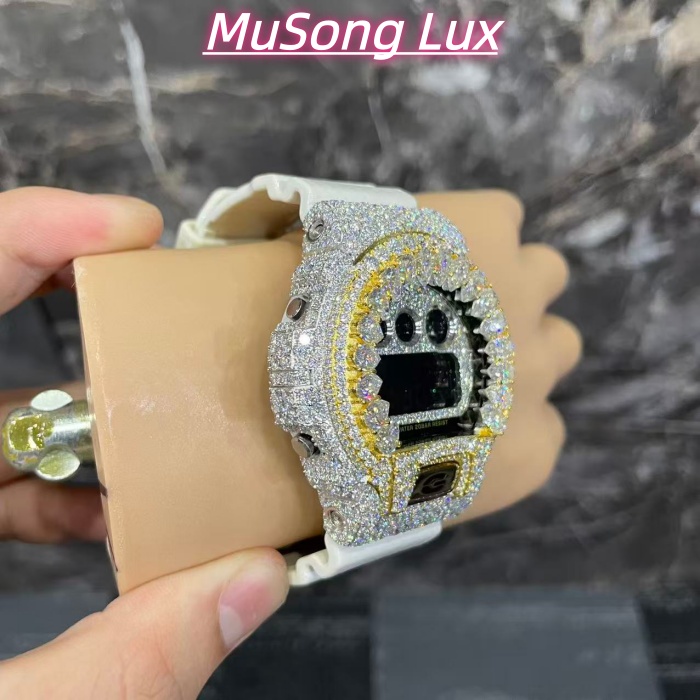 VVS Moissanite Casio G-SHOCK GM-6900 White & Gold Two-Tone