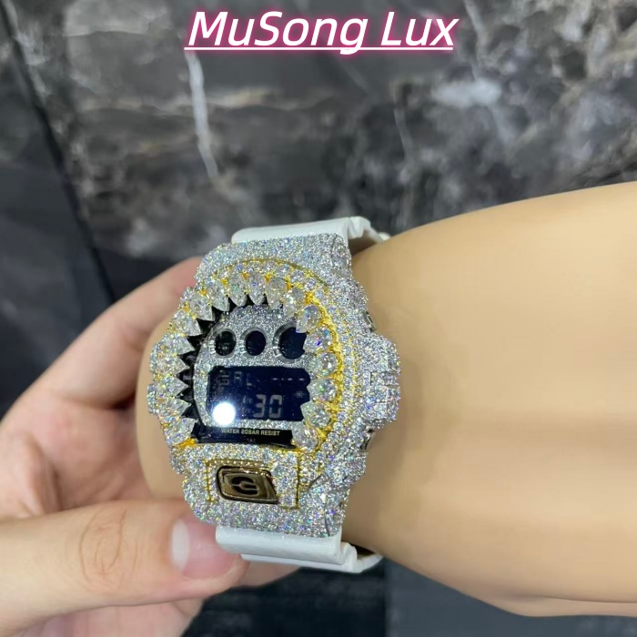 VVS Moissanite Casio G-SHOCK GM-6900 White & Gold Two-Tone
