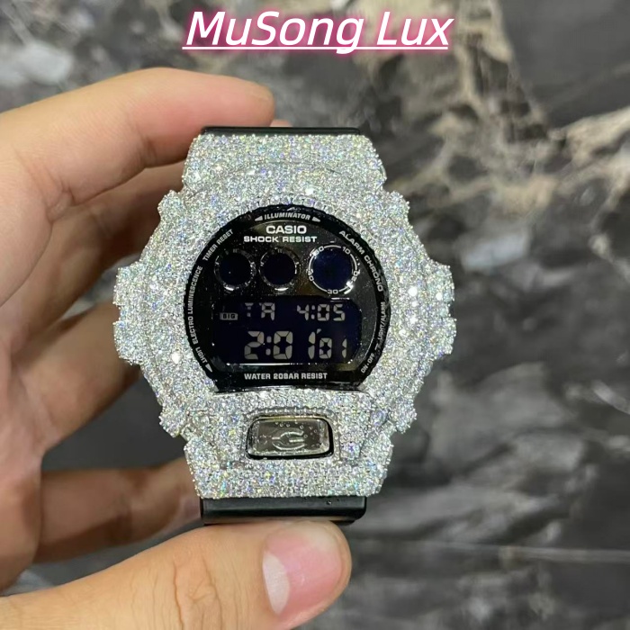 VVS Moissanite Casio G-SHOCK GM-6900 Black & White Two-Tone