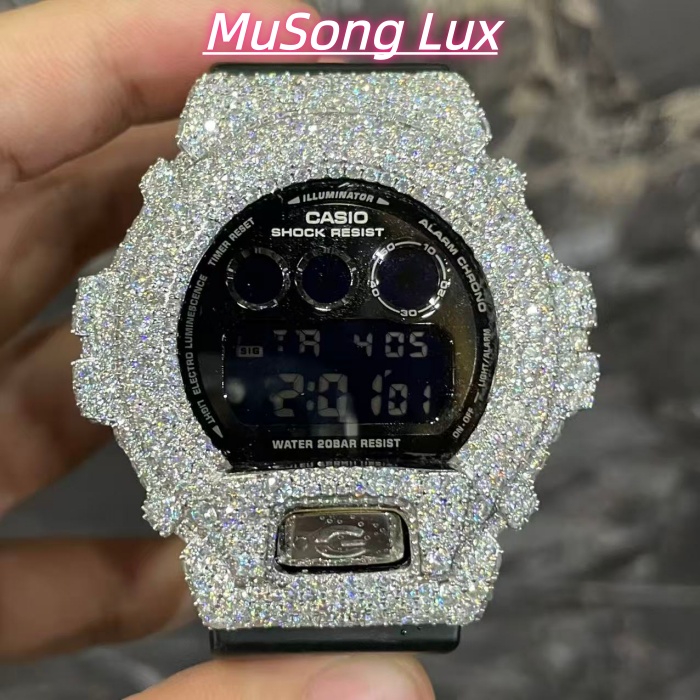 VVS Moissanite Casio G-SHOCK GM-6900 Black & White Two-Tone