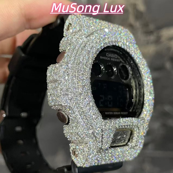 VVS Moissanite Casio G-SHOCK GM-6900 Black & White Two-Tone