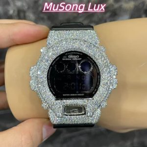 VVS Moissanite Casio G-SHOCK GM-6900 Black & White Two-Tone