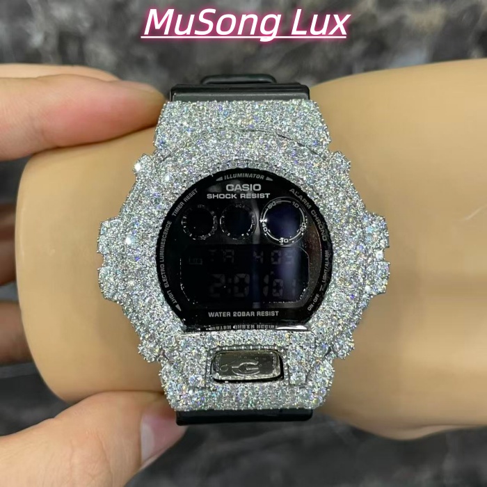 VVS Moissanite Casio G-SHOCK GM-6900 Black & White Two-Tone