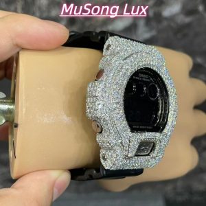 VVS Moissanite Casio G-SHOCK GM-6900 Black & White Two-Tone