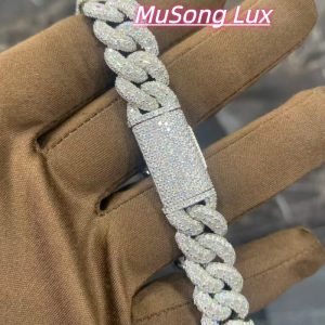 VVS Moissanite 925 Sterling Silver Bracelet 16mm 8inches White