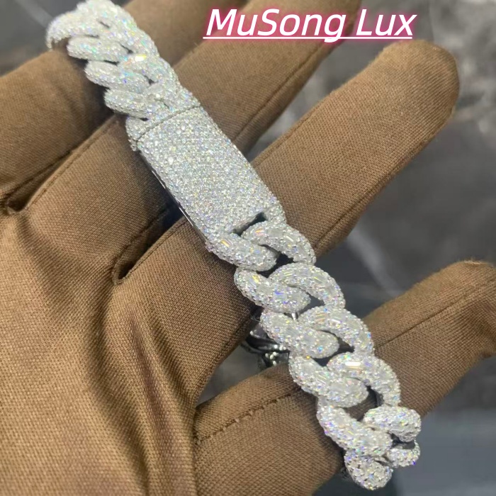 VVS Moissanite 925 Sterling Silver Bracelet 16mm 8inches WhiteVVS Moissanite 925 Sterling Silver Bracelet 16mm 8inches White