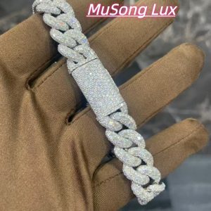 VVS Moissanite 925 Sterling Silver Bracelet 16mm 8inches White