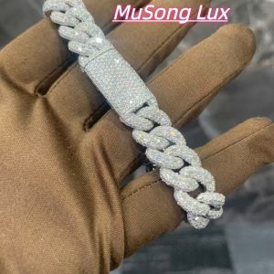 VVS Moissanite 925 Sterling Silver Bracelet 16mm 8inches White