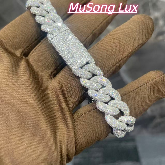 VVS Moissanite 925 Sterling Silver Bracelet 16mm 8inches White
