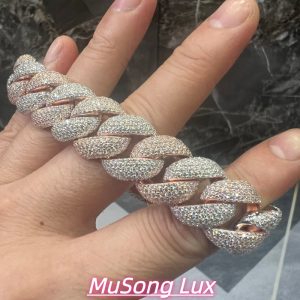 VVS Moissanite 925 Sterling Silver Bracelet 18MM 8 inches two-tone rose gold