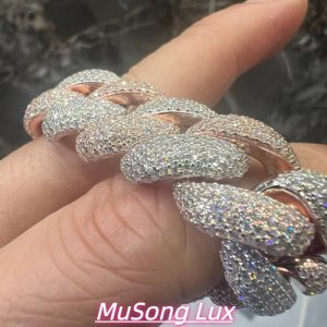 VVS Moissanite 925 Sterling Silver Bracelet 18MM 8 inches two-tone rose gold