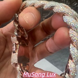 VVS Moissanite 925 Sterling Silver Bracelet 18MM 8 inches two-tone rose gold