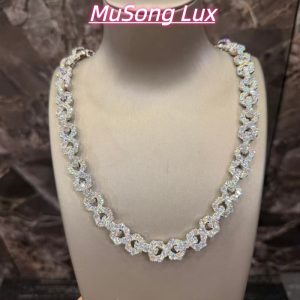 VVS Moissanite 925 Sterling Silver Bracelet with a large diamond 16mm 23inches
