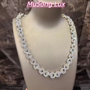 VVS Moissanite 925 Sterling Silver Bracelet with a large diamond 16mm 23inches