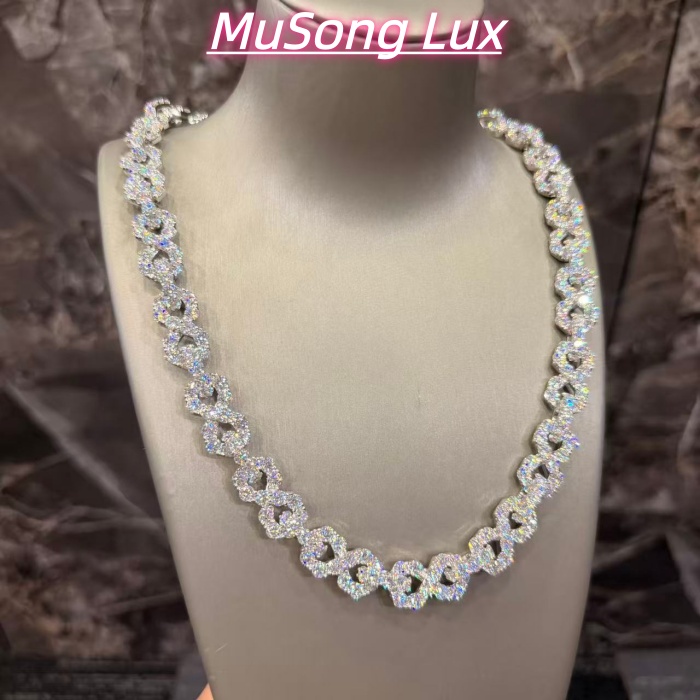 VVS Moissanite 925 Sterling Silver Bracelet with a large diamond 16mm 23inches