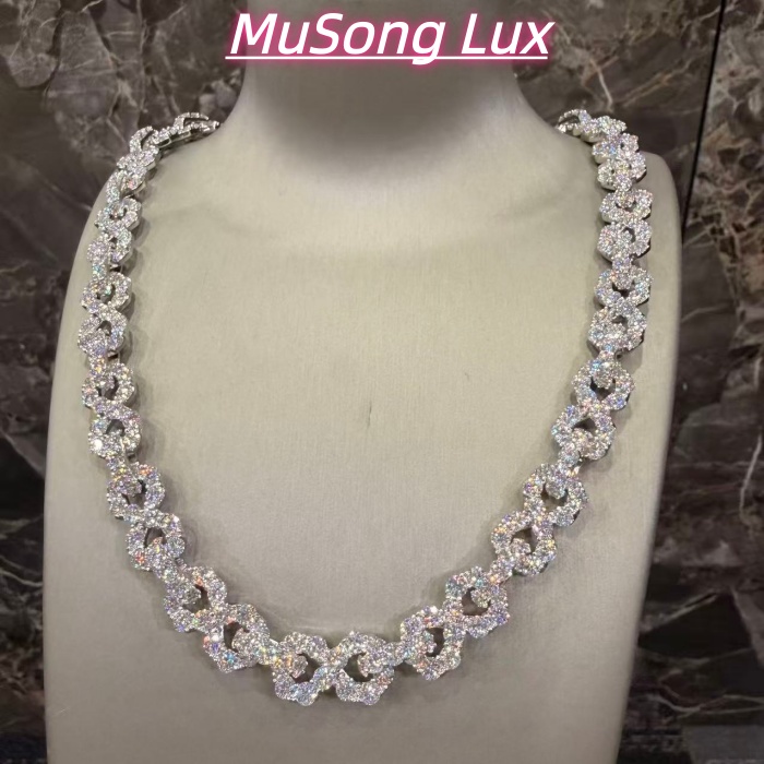 VVS Moissanite 925 Sterling Silver Bracelet with a large diamond 16mm 23inches