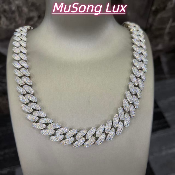 VVS Moissanite 925 Sterling Silver Miami Cuban Chain 20MM 22inches