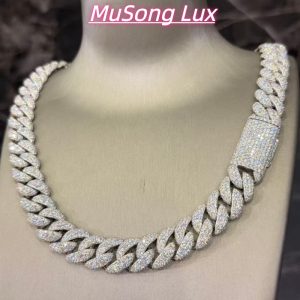 VVS Moissanite 925 Sterling Silver Miami Cuban Chain 20MM 22inches 409G White Gold