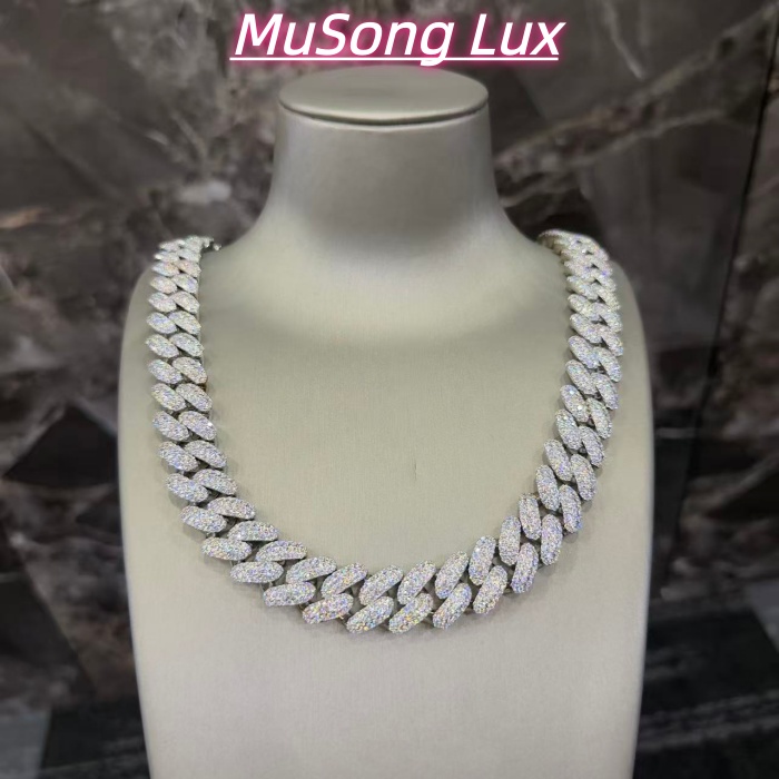 VVS Moissanite 925 Sterling Silver Miami Cuban Chain 20MM 22inches